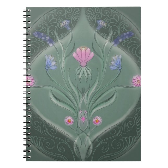 Carnet Médaillon floral Art Nouveau (Devant)