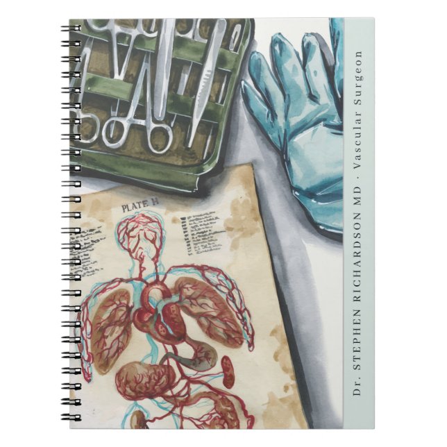 Carnet Médecin Chirurgien Monogramme Aquarelle (Devant)