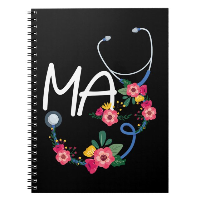 Carnet Médicale Assistant Hôpital Stethoscope Floral Wrea (Devant)
