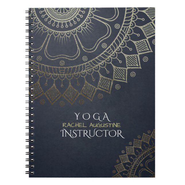 Carnet Méditation Yoga Instructeur Gold Mandala Marine Bl (Devant)