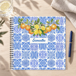 Carnet Méditerranéen Sicilien Bleu Jaune Citron Azulejo