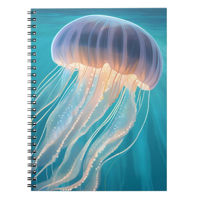 Carnet Méduse bleue | Peinture d'animal océanique (Devant)