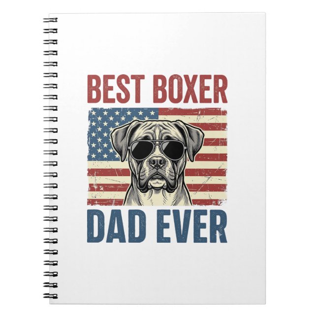 Carnet Meilleur Papa Boxer Vintage Chien (Devant)