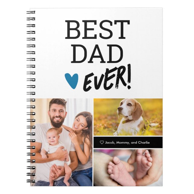 Carnet Meilleur papa Ever 3 photos personnalisables (Devant)