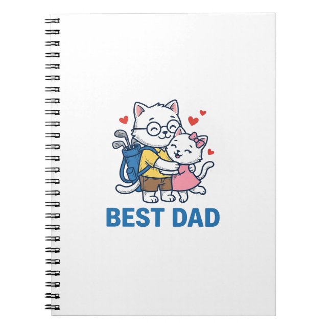 Carnet Meilleur Papa Golf Chat Câlin Mignon Design Vector (Devant)