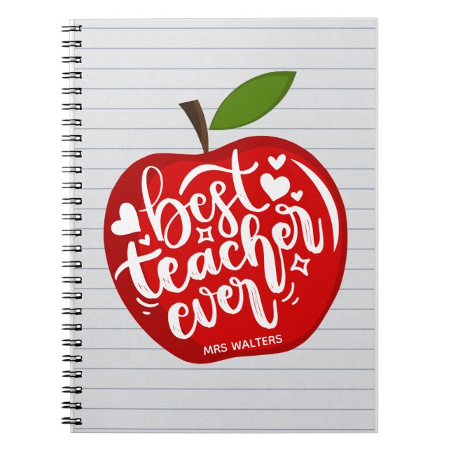 Carnet Meilleur Prof Ever Nom Pomme Rouge Retour à l'écol (Devant)