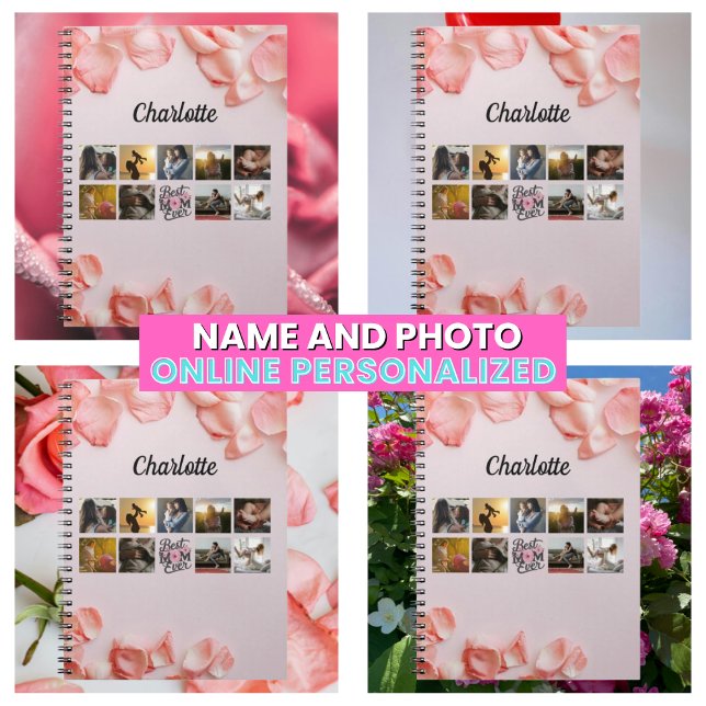 Carnet Meilleure Maman Collage de Photos avec Texte Flora (Floral Script Best Mom Ever Mother's Photo Collage Notebook
)