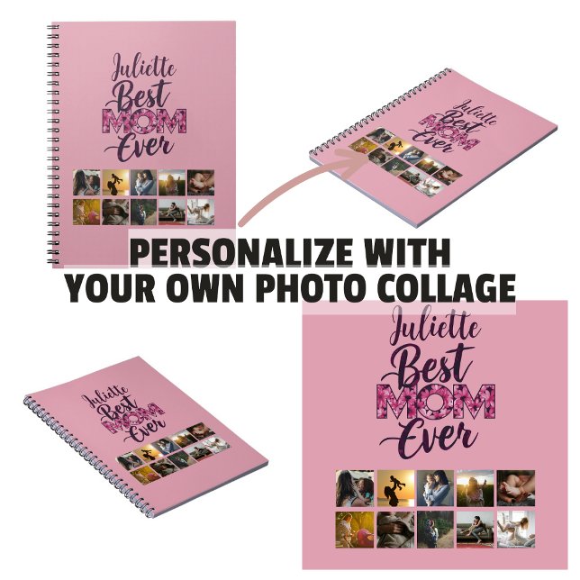 Carnet Meilleure Maman Floral Collage Photo Rose (Best Mom Ever Pink Floral Photo Collage Notebook
)