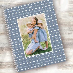 Carnet Meilleure maman Jamais Coeurs Bleus Photo