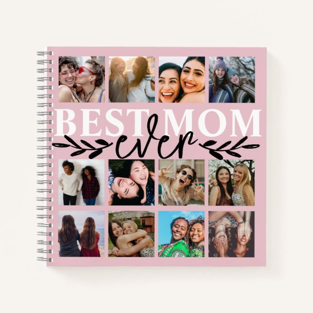 Carnet Meilleure maman Jour Blush Pink Photo Collage (Devant)