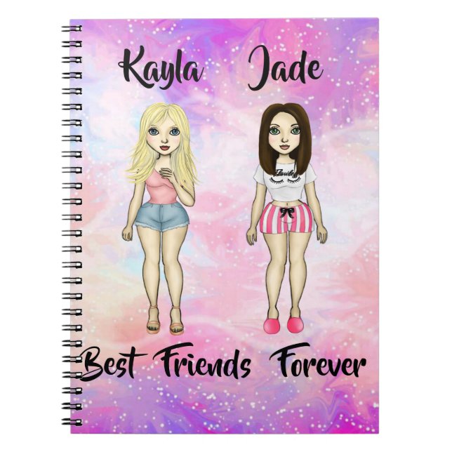 Carnet Meilleurs amis Forever Blonde et Brunette Custom (Devant)