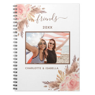 Carnet Meilleurs amis photo pampas rose floral blanc