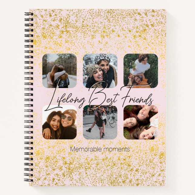 Carnet Meilleurs amis Pink Blush & Gold Sparkings (Devant)