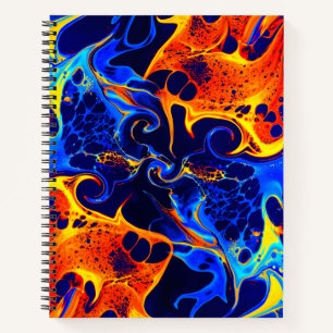 Carnet mélange coloré de peintures néon tourbillonnant su