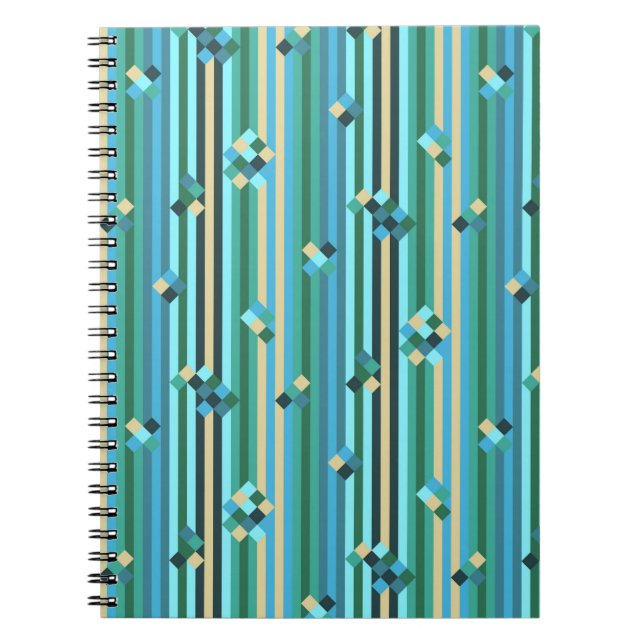 Carnet Mélange de bandes - vert et bleu (Devant)