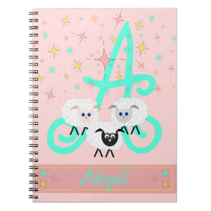 Carnet Mélange Moutons & Étoiles Nom et Monogramme initia