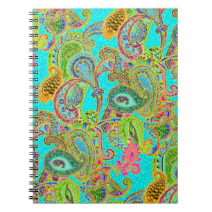 Carnet Mélange Paisley dans la turquoise et le vert