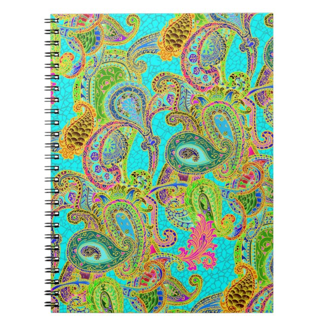 Carnet Mélange Paisley dans la turquoise et le vert (Devant)