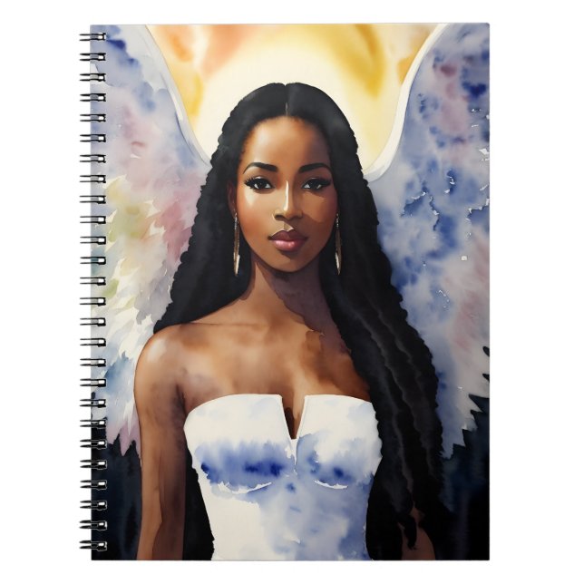 Carnet Melanin Angel Woman Aquarelle Art (Devant)