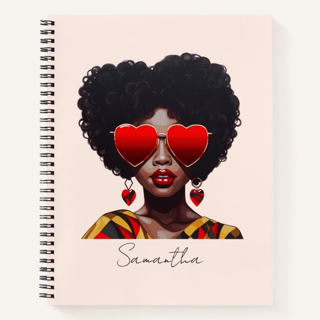Carnet Melanin Magic : Black Queen Rocking Heart Shades (Devant)