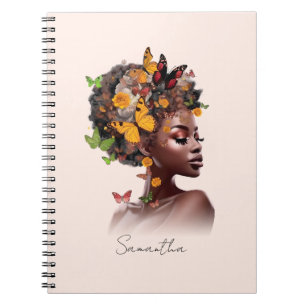 Carnet Melanin Magic : cheveux afro et papillon coloré
