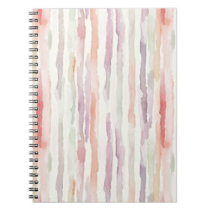 Carnet Melon Lavande Rayures Roses Blanches