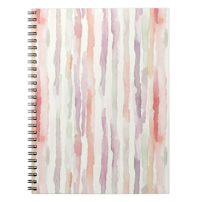 Carnet Melon Lavande Rayures Roses Blanches (Devant)