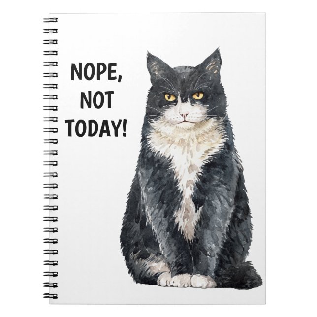 Carnet Mème de chat drôle Pas aujourd'hui (Devant)