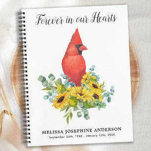 Carnet Memorial Cardinal Sunflowers Funeral Guestbook