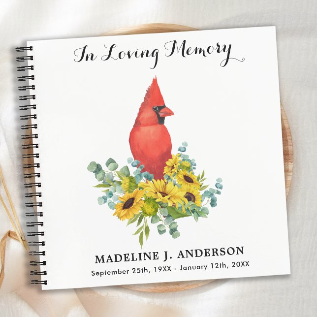Carnet Memorial Cardinal Sunflowers Funeral Guestbook (Créateur téléchargé)