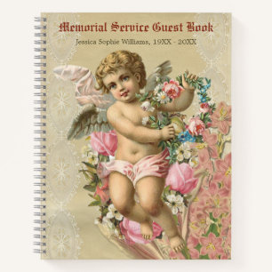 Carnet Memorial Service Vintage Victorian Angel Guestbook