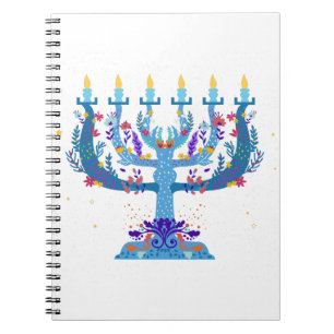Carnet menorah à fleurs hanoukka