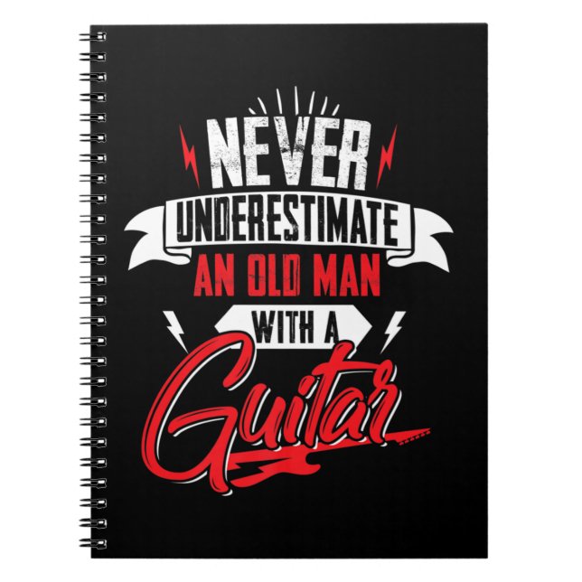 Carnet Mens Never Underestimate an Old man with a Guitar  (Devant)