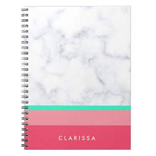 Carnet menthe de marbre blanche élégante de melon de ro