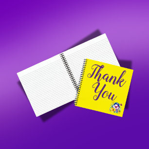 Carnet Merci avec des panneaux, violet et jaune