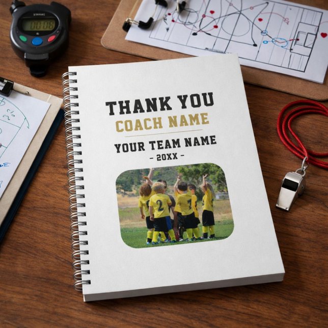 Carnet Merci Coach Nom de l'équipe Photo (Créateur téléchargé)
