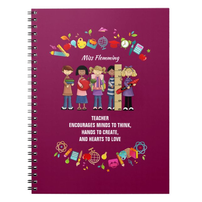 Carnet Merci, professeur. Cadeau de nom personnalisé (Devant)