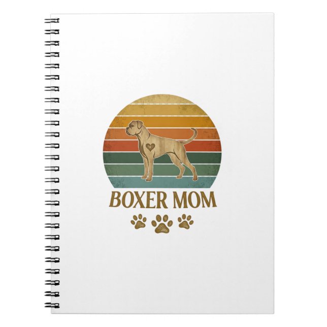 Carnet Mère Boxer Chien Rétro Coucher de soleil Empreinte (Devant)