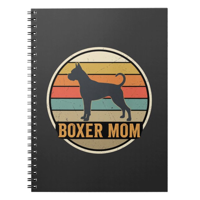 Carnet Mère Boxer Rétro Coucher de Soleil Chien (Devant)