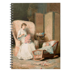 Carnet Mère de 1888 et bébé endormi, restauré
