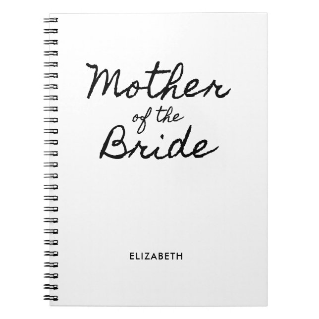 Carnet Mère de la mariée calligraphie décontractée noire (Devant)