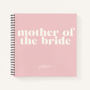 Carnet Mère de la mariée Simple Nom moderne Blush rose