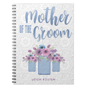 Carnet Mère florale bleue de pot de maçon du marié
