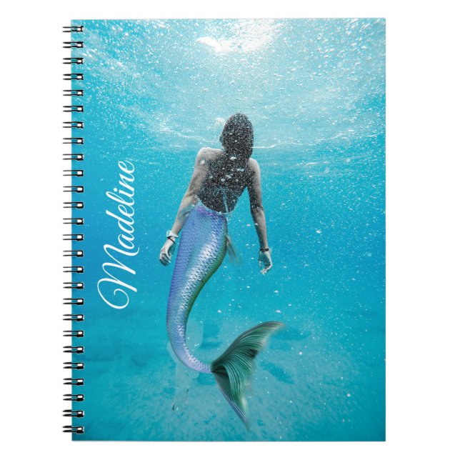 Carnet Mermaid Bleu Océan Été Moderne Chic (Devant)