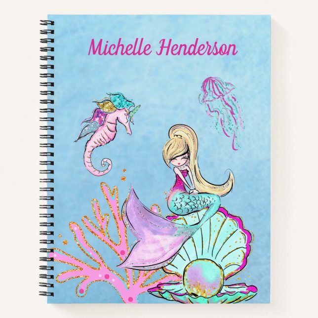 Carnet Mermaid Seahorse & Jellyfish (Devant)