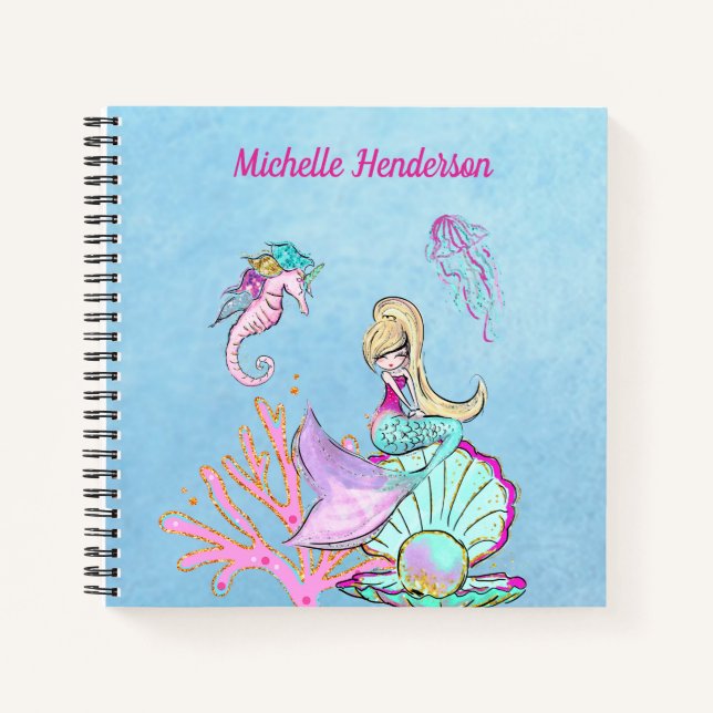 Carnet Mermaid Seahorse & Jellyfish (Devant)