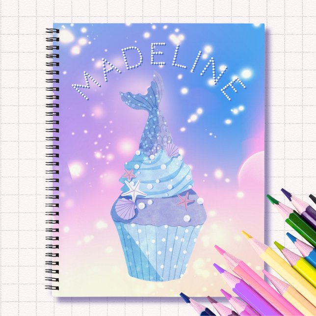 Carnet Mermaid Tail Cupcake Pastel Pink Blue Personnalisé (Créateur téléchargé)