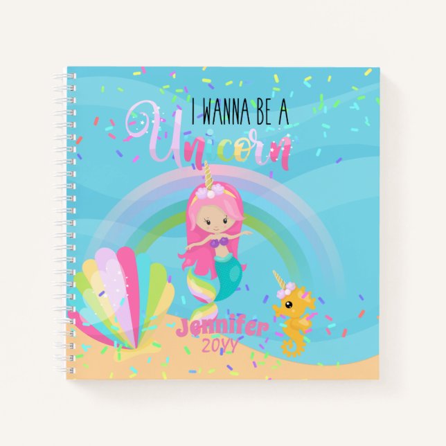 Carnet Mermaid Veut Être Une Unicorne Girls Journals (Devant)