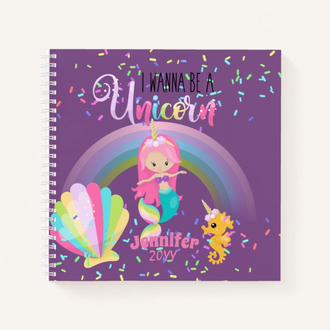 Carnet Mermaid Veut Être Une Unicorne Girls Journals (Devant)