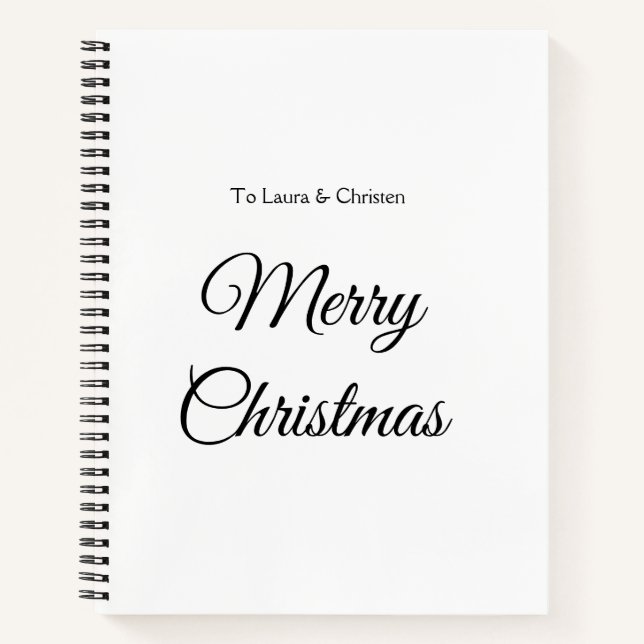 Carnet Merry Christmas add name text custom family gift (Devant)